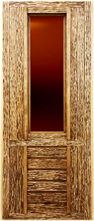 Дверь банная деревянная состаренная со стеклом