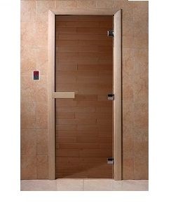 Дверь для бани DoorWood бронза прозрачная (сосна) 1900х700