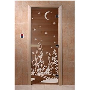 Стеклянная дверь для бани DoorWood зима 1700х700