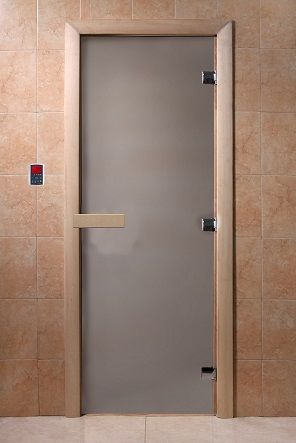 Стеклянная дверь для бани сатин 1900х700 осина