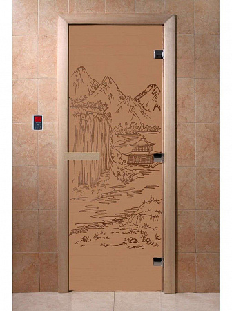 Дверь банная DoorWood китай бронза матовая 1800х700