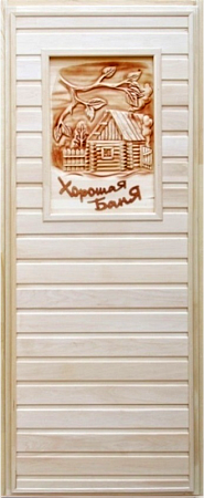 Дверь банная деревянная с 3D панно 600х400, липа