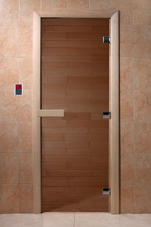 Дверь для бани DoorWood бронза прозрачная (осина) 1900х700