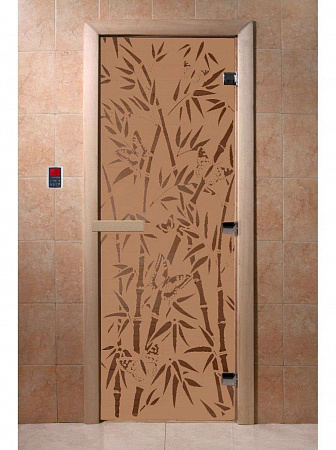 Дверь DoorWood бамбук и бабочки (бронза матовая) 1900х700