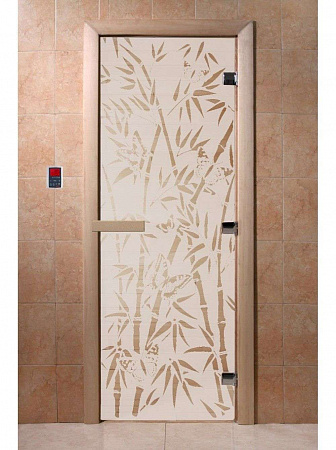 Дверь DoorWood бамбук и бабочки (сатин) 1900х600