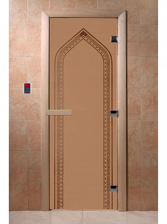 Дверь для бани DoorWood арка (матовая бронза) 1900х700