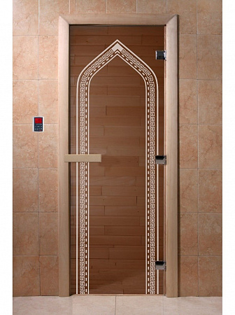 Дверь для бани DoorWood арка (бронза прозрачная) 1700х700