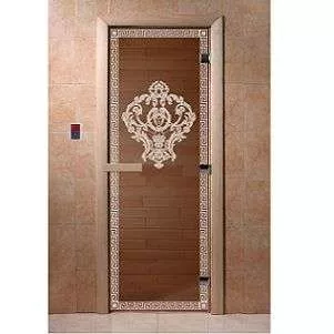 Стеклянная дверь для бани DoorWood византия 1900х600 коробка ольха