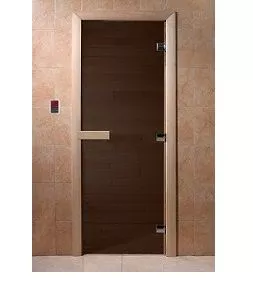 Стеклянная дверь для бани DoorWood бронза матовая