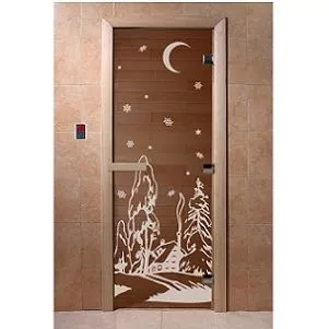 Стеклянная дверь для бани DoorWood зима