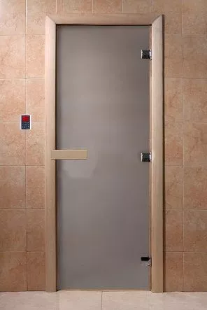 Стеклянная дверь для бани сатин 1900х700 осина
