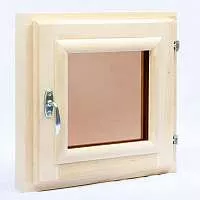 Окно для бани 50х50 из осины, двойное тонированное стекло